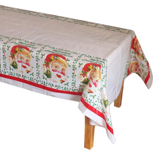 Disposable Plastic Table Cloth Table Cover Tablecloth Santa Waterproof For Christmas Decoration 180*108cm And Match Napkin