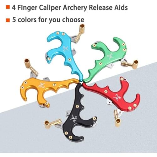 Wholesale 4 Finger Steel Release Aid Archery Release Aids Caliper Release for Compound Bow Archery Arrows and Bow Release