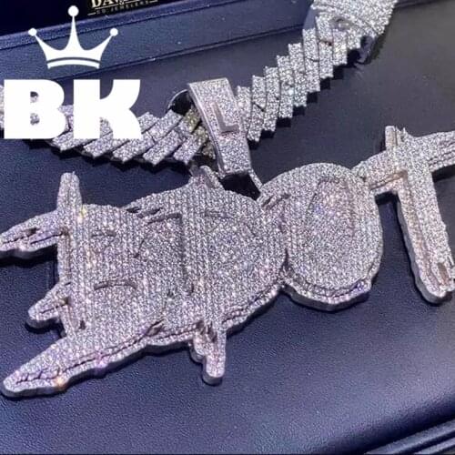 The Hiphop Custom Name Necklace 3 Rows of Drilled Letters With Iced Out Cuban Initial Necklace Personalised Hiphop Jewelry