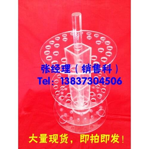 Plexiglass disk straw stand, vertical disk, rotatable 30 hole pipette support, straw placing rack