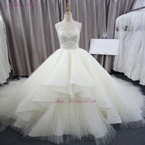 Julia Kui Robe De Mariage Button 2020 Luxury Chapel Train A-Line Wedding Dress Vintage Bridal Dress