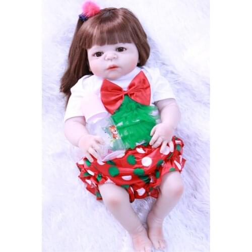 Full body silicone reborn baby girl dolls 22" rooted hair reborn babies toddler dolls toys bebe alive bonecas reborn para venda