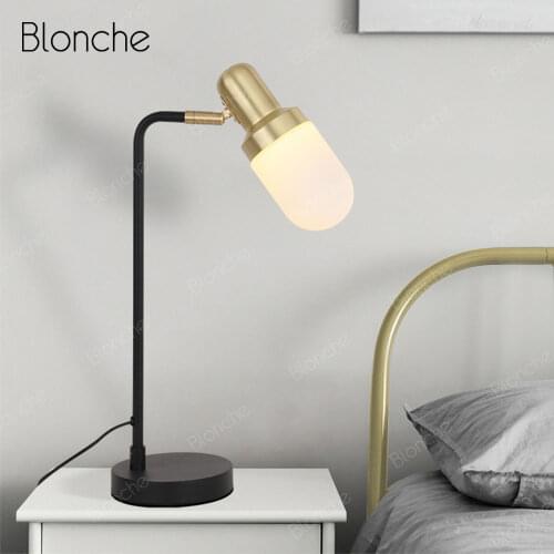 Modern Rotatable Table Lamp LED Glass Desk Light Nordic Decor Light Fixtures Switch Button Luminaire Living Room Study Bed Lamp