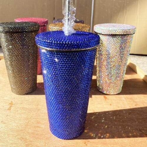 Thermal Water Cup Rhinestone Luxury Vacuum Flask Stainless Steel Multi-colored Sturdy Mug Cycling Bike Drink Bottle