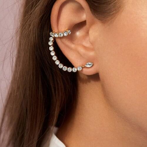 Street Shot Explosion Earrings Exaggerated Alloy Ear Belt Chain Studded Horse Eye Dangle Earrings