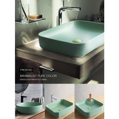 Tender green countertop washbasin bathroom washbasin art square round creative Nordic simple home modern
