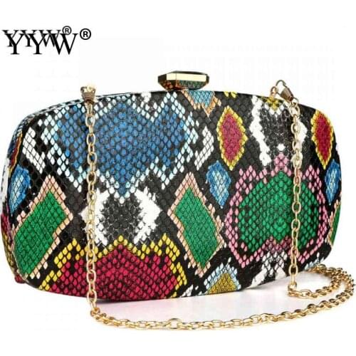Evening Party Bag Clutches Snakeskin Pattern Women Purse And Handbags For Wedding Banquet Large Capacity 210x130x40mm Multi
