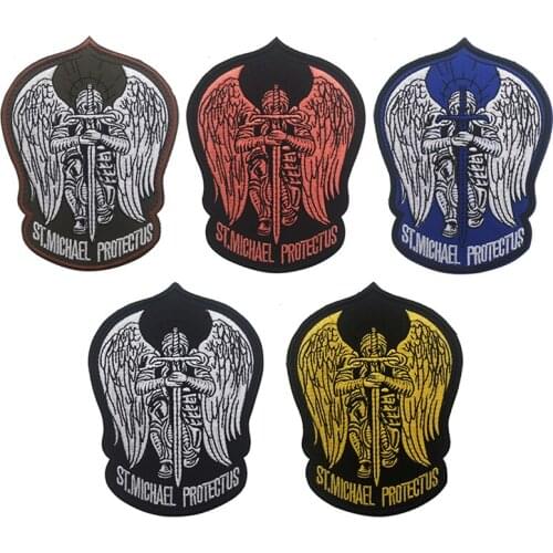 St. MichaelS Protection Force Morale Embroidery Badge Samurai Sword Military Uniform Tactical Decal Backing Intimate Accessorie