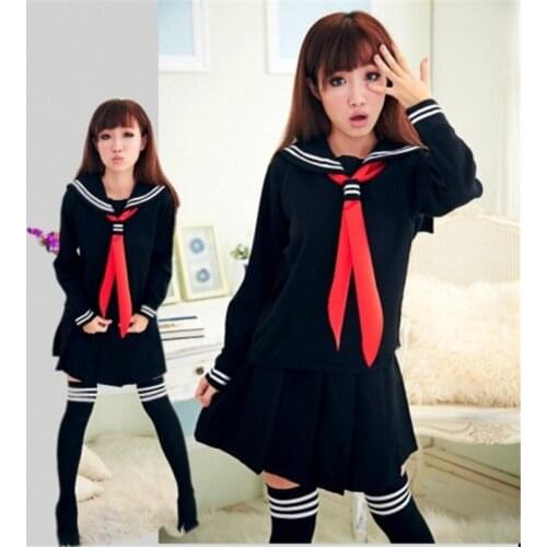 JK Japanese School sailor uniform fashion school class navy sailor school uniforms for Cosplay girls suit 3 Pcs / Set
