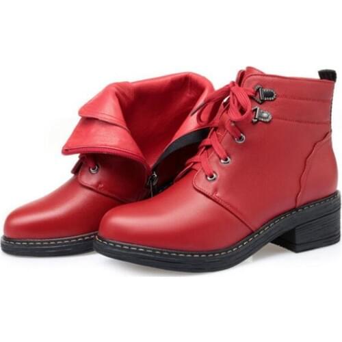 Cross Strap Side Zipper Full Cowhide Autumn Boots Women Leather Shoes Riding Boots Thick Heel Non-slip Leather Boots Women Boots