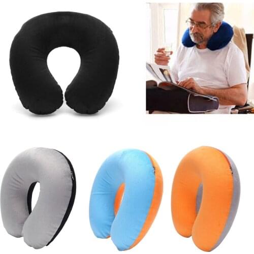 1Pcs U Shaped Travel Pillow Car Air Flight Inflatable Pillows Neck Support Headrest Cushion Soft Nursing Cushion 4 Color