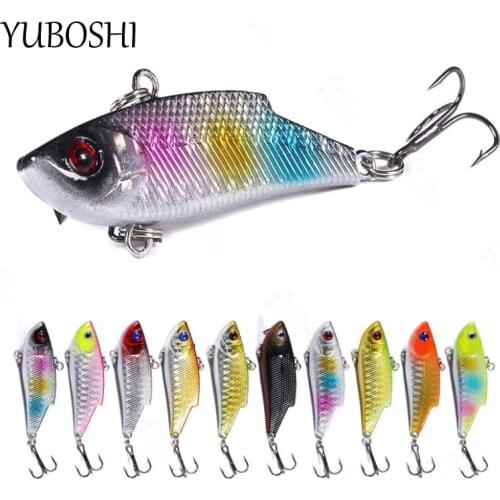 1Pcs Rotating Plastic VIB Vibration Fishing Hard Bait 5.5CM-10G Professional Winter Trout Saltwater Fishing Accessories Lure