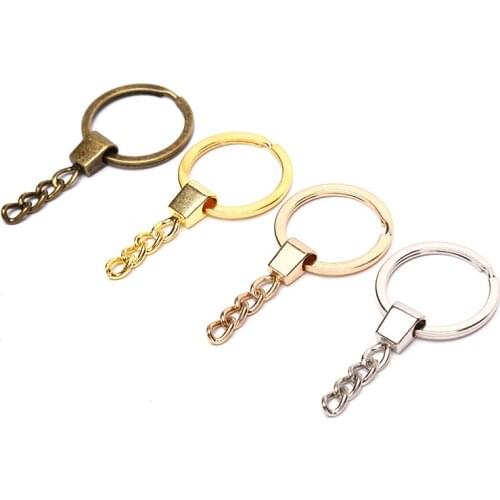 10Pcs/Set Key Chain Key Ring keychain Bronze Rhodium Gold 30mm Long Round Split Keyrings Keychain DIY Jewelry Making Craft