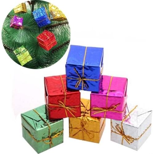 10pcs Christmas decorations Christmas tree pendants Laser colorful bubble Christmas gift bag MINI pendant small gift box