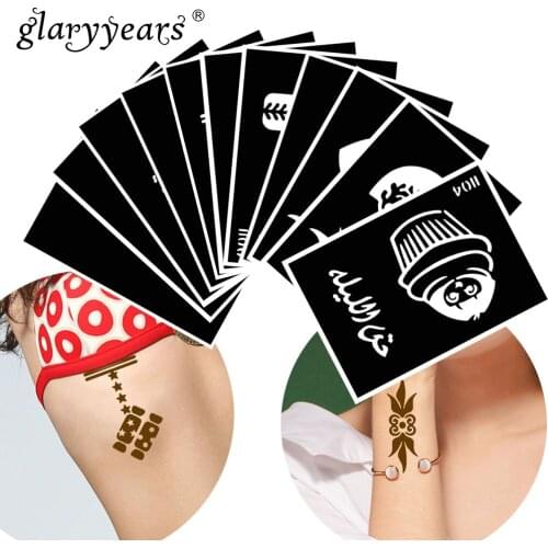 11 Pieces/Set Star Makeup Henna Tattoo Stencil Pattern Paste Drawing Lady Body Art Tattoo Stencil Sexy Product Waterproof HN#63