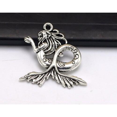 12PCS MERMAID Charm Tibetan Silver Color Pendant Fit Diy Handmade Necklace Finding Jewellery Making Accessories
