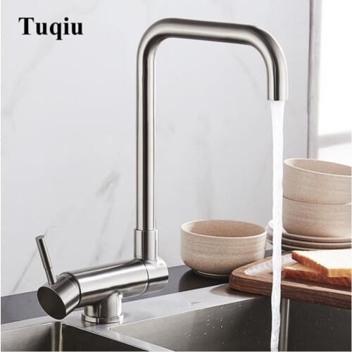 304 Stainless Steel Kitchen Faucet Lead-free Folding Mixer 360 Degree Swivel Single Handle Nickel Kitchen Sink Taps