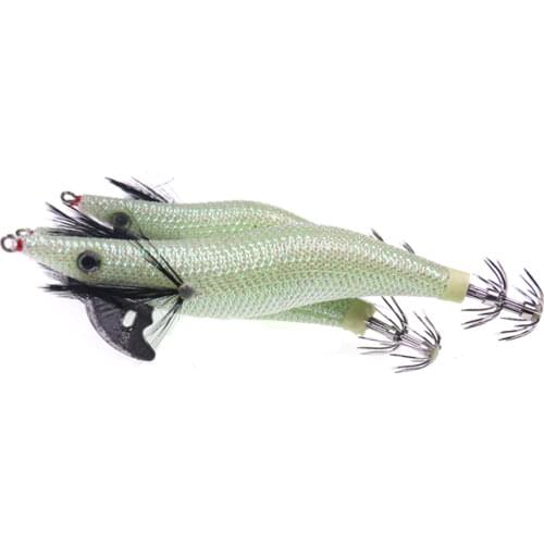 5pcs/10pcs White Luminous Squid Jig Glowing Shrimp Squid Hook Lure Saltwater Fishing Trolling Lure Size 2 2.5 3