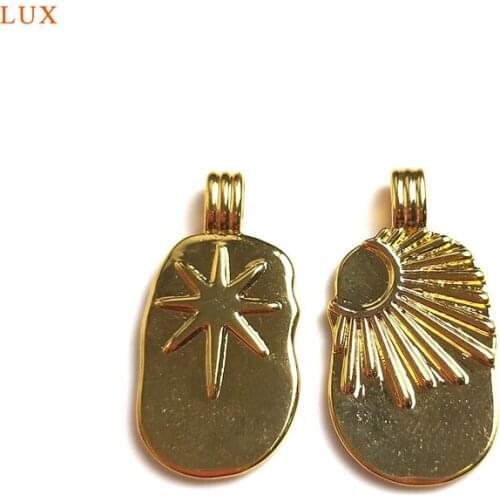 5pcs Gold Star Pendant Gold Brass Sun Charm Sun With Rays Pendant For Women Necklace Making Charm Gold Sunshine Jewelry Making Y