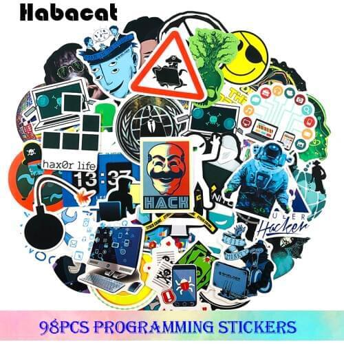 98 Pcs/Pack Programming Graffiti Stickers Hacker Java C++ For Case Laptop Motorcycle Skateboard Luggage Decal Children Toys Car