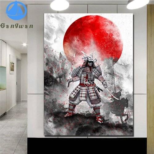 Diamond painting Japanese Bushido cherry blossom samurai anime full square round diamond mosaic puzzle rhinestone embroidery