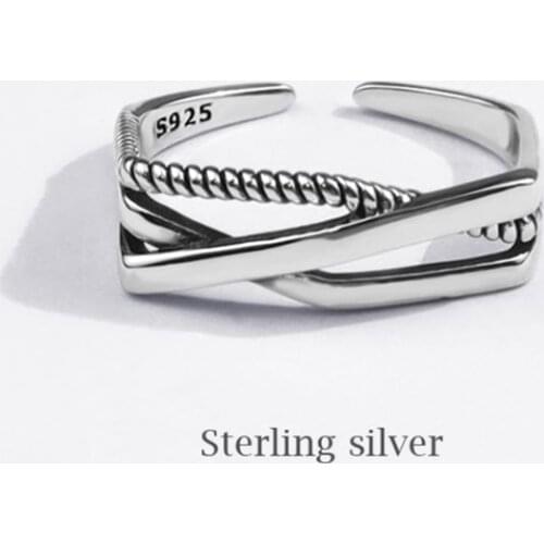 Season Gate 925 Sterling Silver Retro Irregular Thai Silver Multi-layer Hollow Out Adjustable Size Open Ring SR129