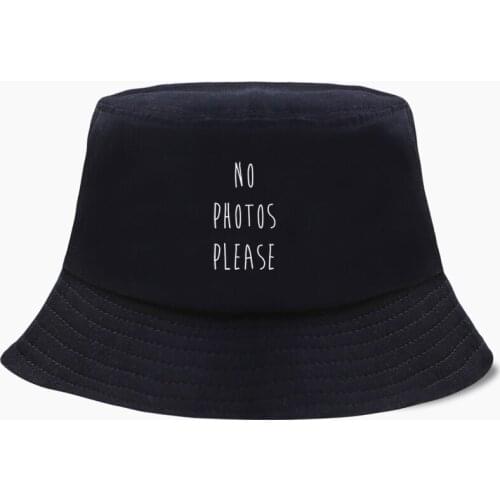 No Photos Please Bob Bucket Hats Summer Mens Panama Women Fisherman Hat Cotton Korean Black Caps Hip Hop Beach Print Cool Cap