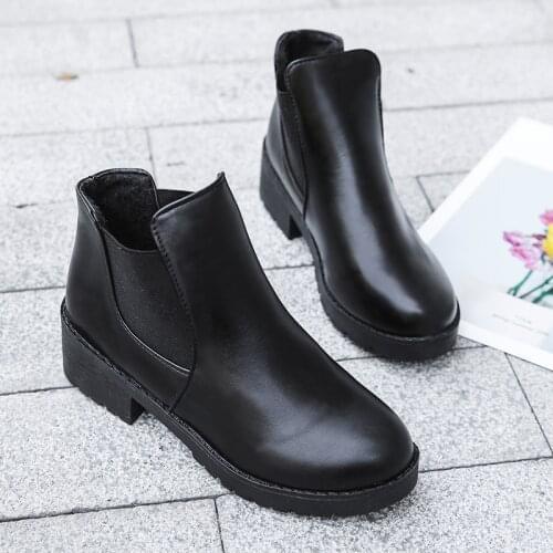 PUPUDA Chelsea Boots Women Black Casual Leather Boots Women High Top Casual Shoes Female Cowboy Ankle Boots For Women