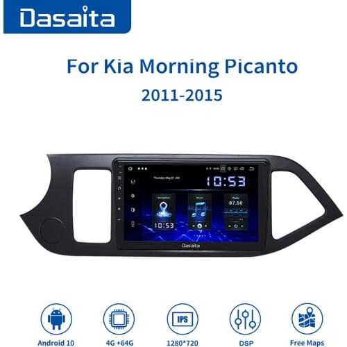 Dasaita 9" IPS Car 1Din Android 10.0 Radio Player for Kia Picanto Morning 2011 2012 2013 2014 2015 BT5.0 GPS Car Stereo TDA7850