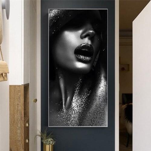 Black and White Sexy Beauty Women Oil Painting on Canvas Cuadros Posters and Prints Scandinavian Wall Picture for Living Room
