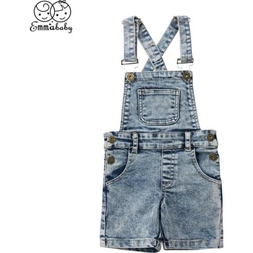 2019 Kids Baby Girls Boys Deinm Bib Pants Overalls Cotton Blue Romper Playsuit Outfits Clothes Overalls