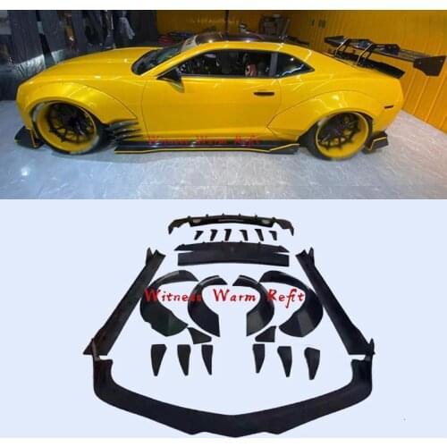 Carbon fiber/FRP Wide Car body kit Front bumper lip rear diffuser spoiler side skirts wheel eyebrow for Chevrolet Camaro 10-14