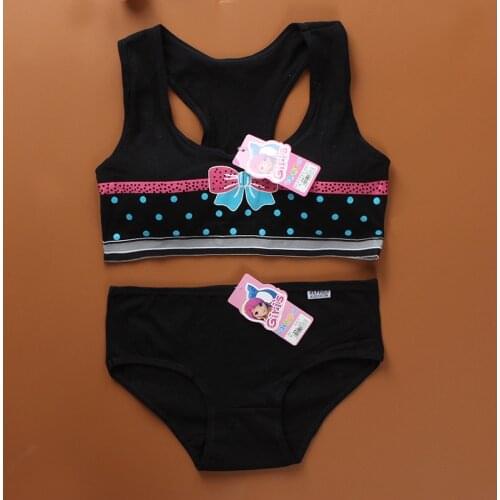 Girls bra set without steel ring vest style cotton cartoon summer without inserts tube top girls bra and panty sets