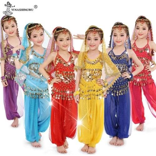 New 8 Colors Belly Dance Costumes Set Oriental Dance Costumes For Girl Egypt Egyptian Bollywood Indian Belly Dancing For kids