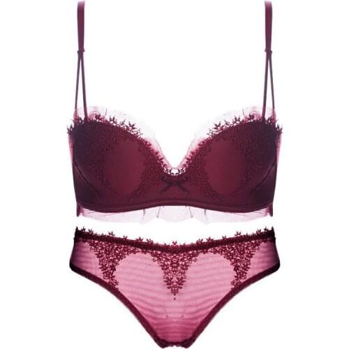 Lace Half Cup Bra Set Sexy Mesh Unrimmed Collect Small Bra Comfortable Collection Vice Breast Underwear Ladies