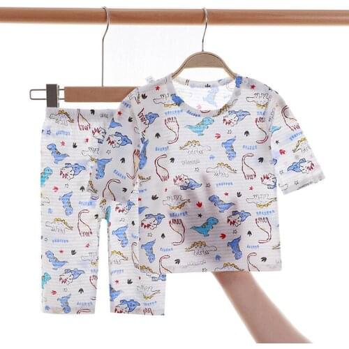 1-9 Yrs Summer Cotton Pajamas Set for Kids Baby Pyjamas for Boys Girls Dinosaur Breathable Animal Print Clothes Home Wear