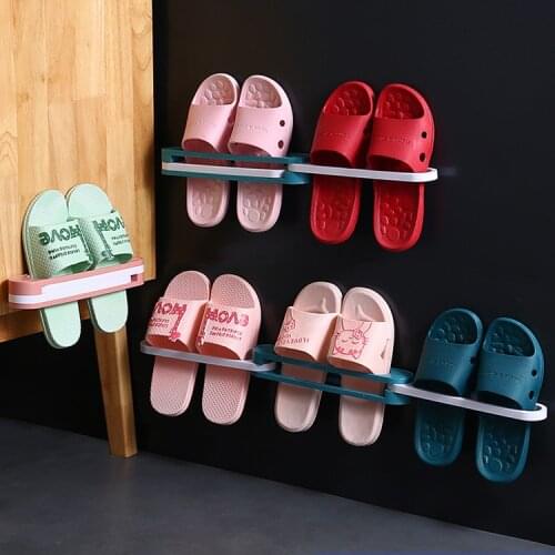 Multi Foldable Bathroom Slippers Shelf Holder Waterproof Bathroom Bath Wall Drain Rack Fold Shoes Shelf Bathroom Organizer