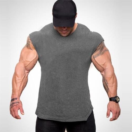 Brand New Mens Tank Tops Shirt Workout Gym Tank Top Fitness Clothing Vest Sleeveless Cotton Man Canotte Bodybuilding Man Clothes
