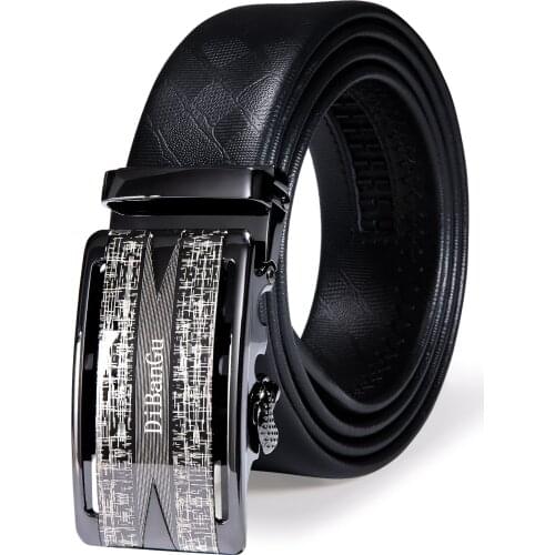 Mens Belts Automatic Buckle Brand Fashion Metal Causal Black Sliver Strap 100% Cowskin Genuine Leather Belt for Man Designer