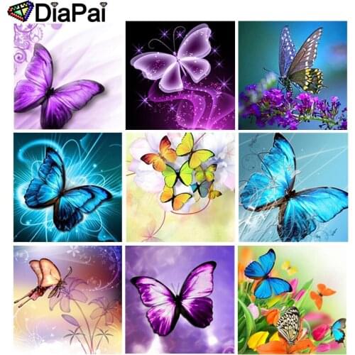 DIAPAI 5D DIY Diamond Painting Full Square/Round Drill "Color butterfly" 3D Embroidery Cross Stitch 5D Decor Gift