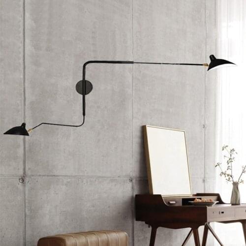 Nordic dawn spider wall lamp rotating long rod iron wall lamp bedroom wall lamp creative living room lamp