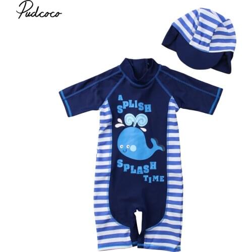 2018 Brand New Toddler Infant Child Kid Swimming Boys Girl Swimsuit 1-7Y One Piece Rash Guard Costumes Short Sleeve Bathing Wear
