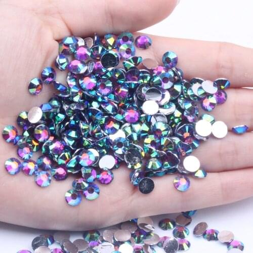 New Resin Rhinestones 2mm-6mm Purple AB Round Flatback Non Hotfix For Nails Art Decoration DIY Craft Wedding Dress