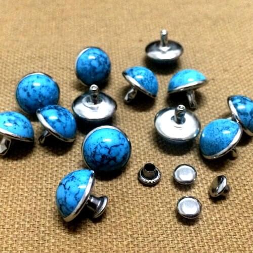 New Coming DIY100PCS 12mm Accessories Blue Turquoise Crack Rivets Leather Craft Punk Studs Blue Turquoise Studs Shipping Free
