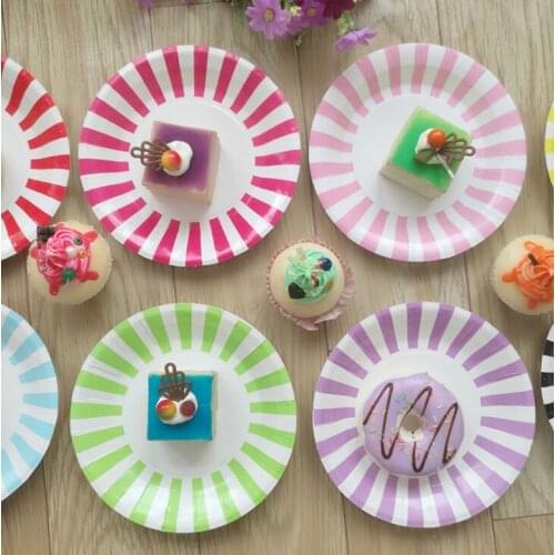 Wholesales Party Disposable Biodegradable Paper Plates 8 Pcs /Shrink Wrap Pastel Fastfood Events Decor