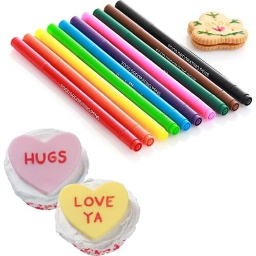 10 Colors Edible Ink Markers for Cookies Epoxy Resin Design Food Coloring Markers Resin Fine Tip Drawing Pens Craft Tool