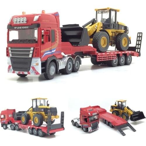Semi-Trailer Flat Tractor Forklift Excavator Truck Alloy Die-Casting Model 1:50 Engineering Childrens Toys