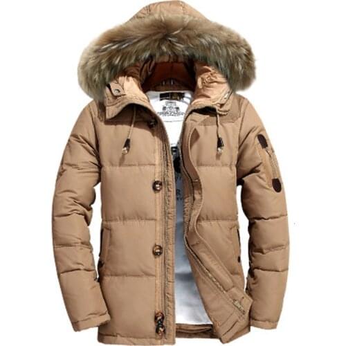 Down Coat Men Winter Jacket Thick Warm Fur Hooded Overcoat Snow White Duck Down Parkas Windbreaker Doudoune Homme