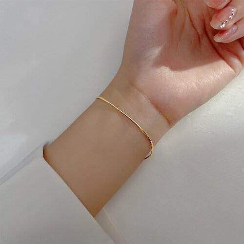Real 925 Sterling Silver Chain Minimalist Bracelet For Fashion Women Party Cute Fine Jewelry 18k gold Accessories