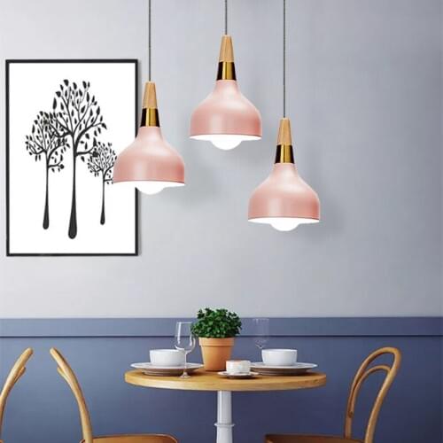 Pink Pendant Light For Kitchen Island Metal Lighting FixturesBar Wood Pendant Lamps Bedroom Lights Office Modern Ceiling Lamp
